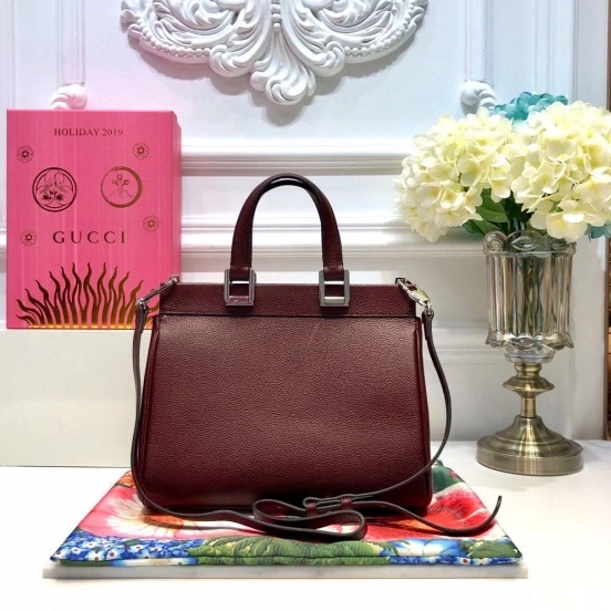 First bag ru Gucci top leather handle small bag Zumi grainy 0807